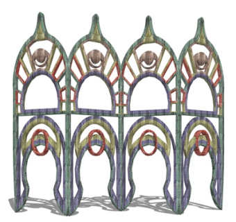 后现代铁艺屏风su模型