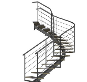 现代转角楼梯su模型