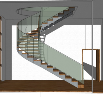 现代旋转楼梯su模型