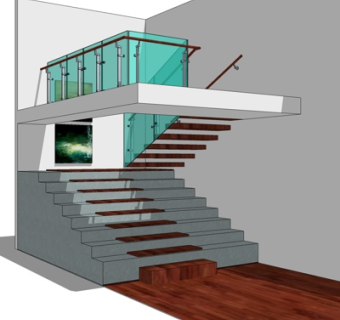 现代转角楼梯su模型