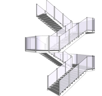 现代玻璃旋转楼梯su模型