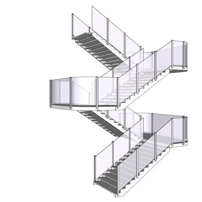 现代玻璃旋转楼梯su模型