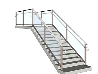 现代玻璃楼梯su模型