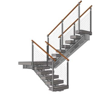 现代转角楼梯su模型