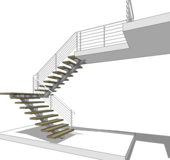 现代转角楼梯su模型