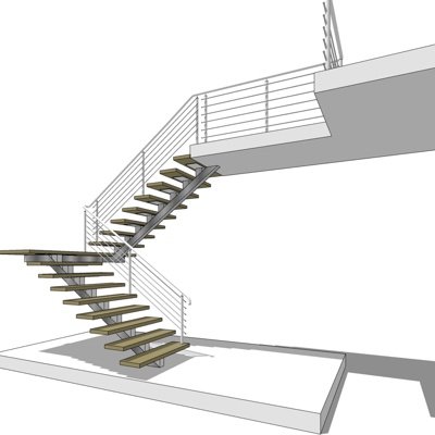 现代转角楼梯su模型