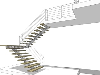 现代<em>转角</em>楼梯su模型