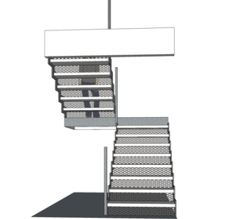 现代转角楼梯su模型