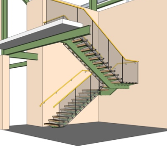 现代玻璃转角楼梯su模型