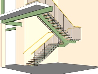 现代玻璃<em>转角</em>楼梯su模型