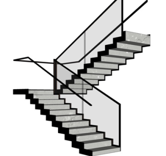 现代转角楼梯su模型