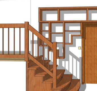现代实木楼梯su模型
