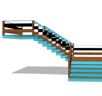 现代实木楼梯su模型