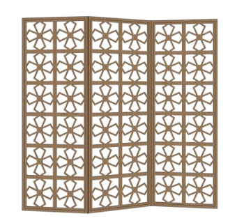 现代花纹隔断屏风su模型