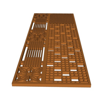 现代花纹隔断屏风su模型
