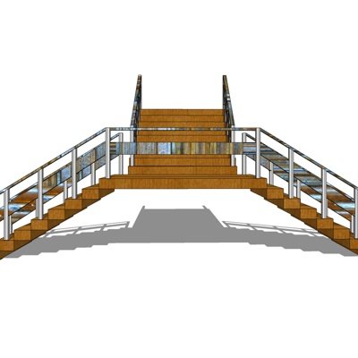 现代实木楼梯su模型