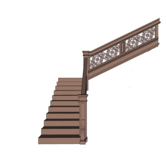 欧式实木楼梯su模型