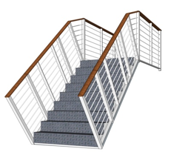 现代铁艺楼梯su模型