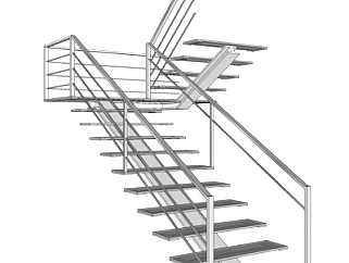现代铁艺<em>楼梯su模型</em>