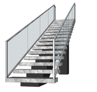 现代铁艺楼梯su模型
