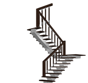 现代转角楼梯su模型