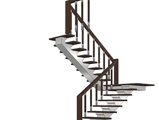 现代转角楼梯su模型