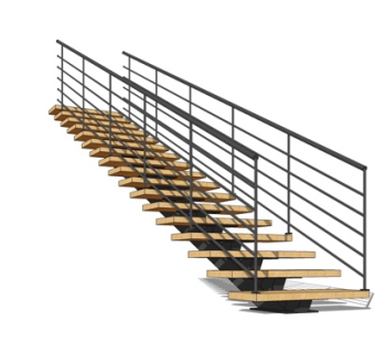 现代实木楼梯su模型