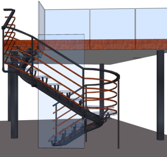 现代旋转楼梯su模型