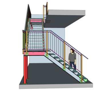 现代铁艺楼梯su模型