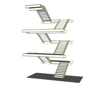 现代转角楼梯su模型