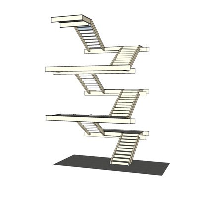 现代转角楼梯su模型