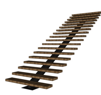 现代实木楼梯su模型