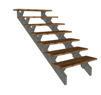 现代实木楼梯su模型