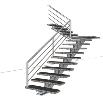 后现代转角楼梯su模型