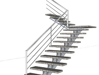 后现代转角楼梯su模型