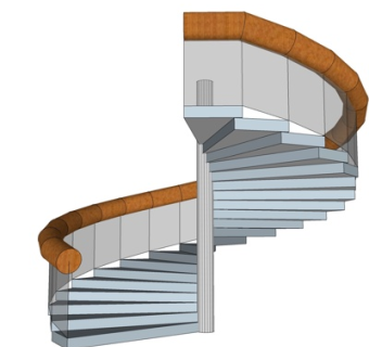 现代旋转楼梯su模型