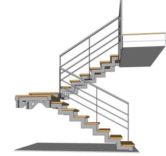 现代转角楼梯su模型