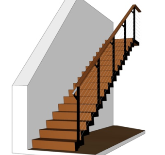 现代实木楼梯su模型