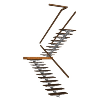 现代实木楼梯su模型