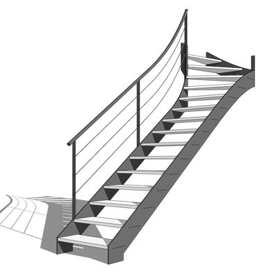 现代铁艺楼梯su模型