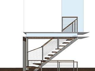 现代转角<em>楼梯su模型</em>