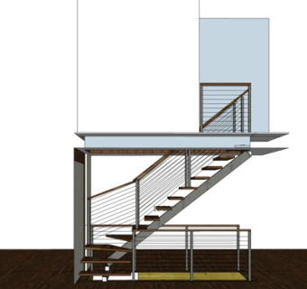 现代转角楼梯su模型