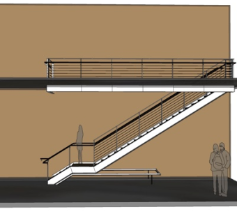 现代转角楼梯su模型