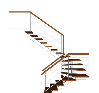 现代实木楼梯su模型