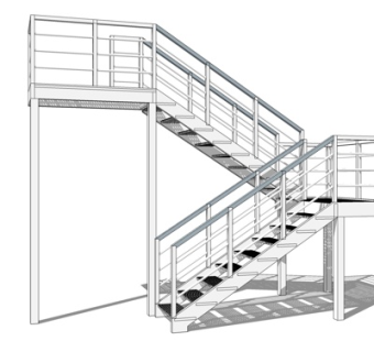 现代转角楼梯su模型