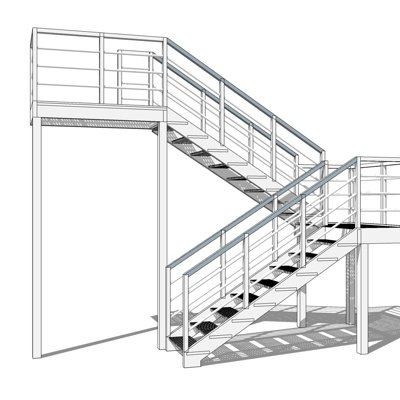 现代转角楼梯su模型