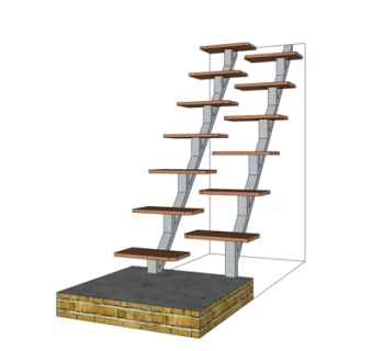 现代实木楼梯su模型