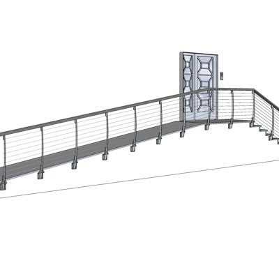 现代铁艺楼梯su模型