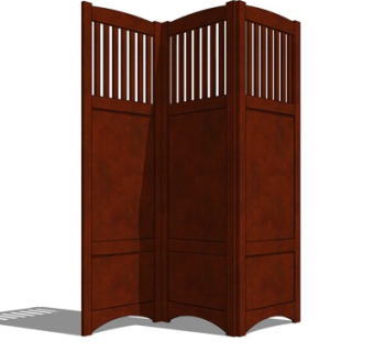 现代实木隔断屏风su模型