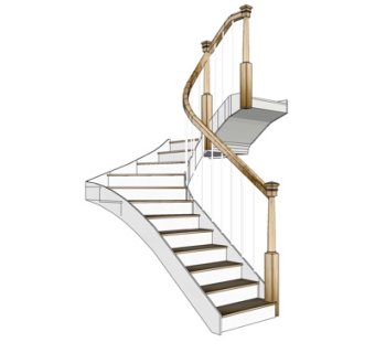 欧式转角楼梯su模型